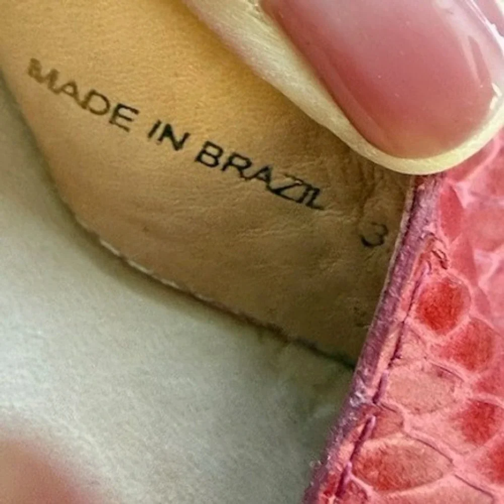 Leifsdottir Snakeskin Espadrille Wedge Sandals 38/7.5 Red Architectural Platform